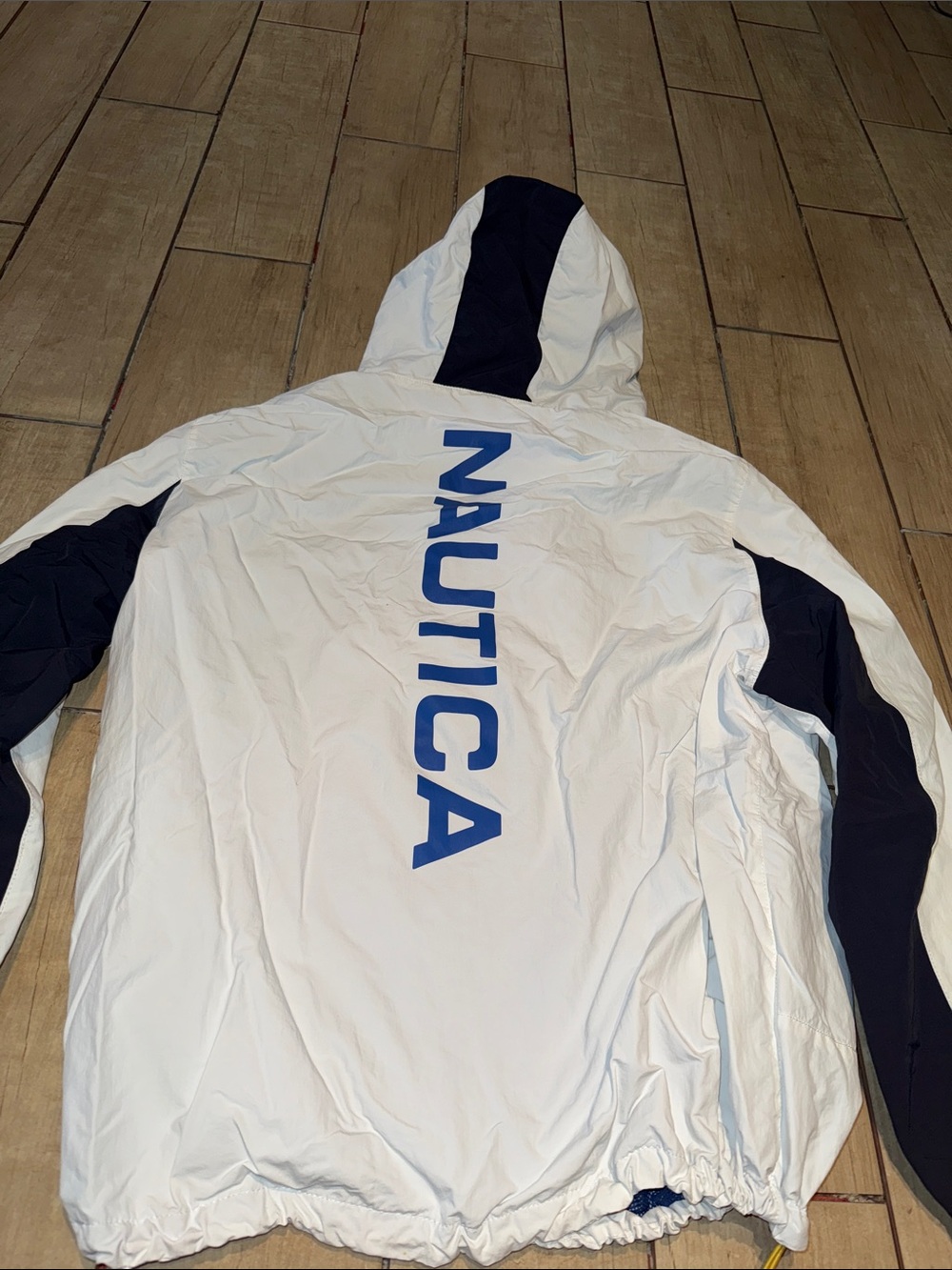 Nautica White and Navy Pullover Windbreaker Jacket - Picture 5 of 5